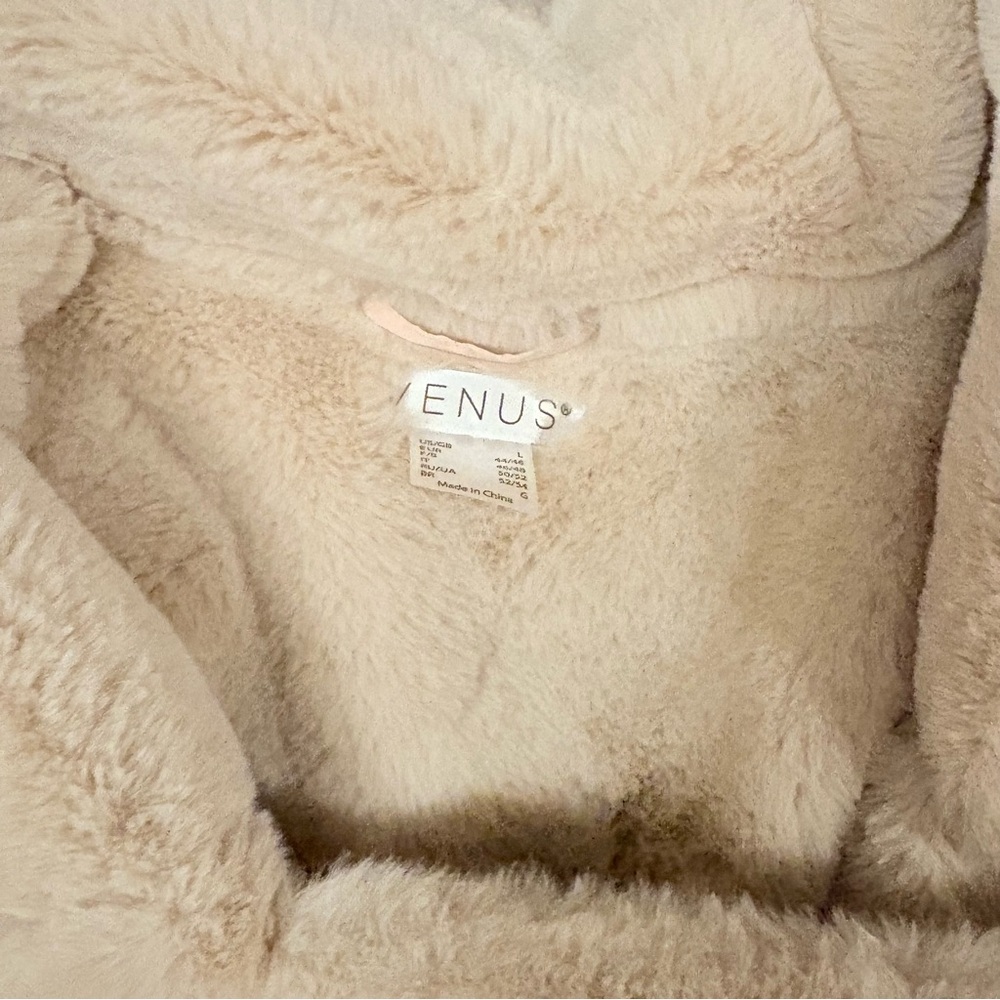 VENUS Cream Suede & Faux Fur Jacket Size Large - Picture 4 of 8